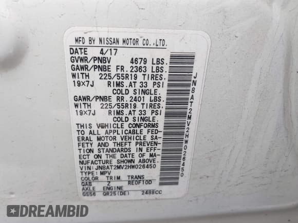 ✅ 2017 Nissan Rogue SL • VIN: JN8AT2MV2HW026450 • Lot: 42301312. Wystawiony na IAAI z przebiegiem 102 513 mil. Bezpłatny archiwum sprzedaży aukcyjnych z USA i szczegółowy raport historii pojazdu na DreamBid. Zdjęcie 9.