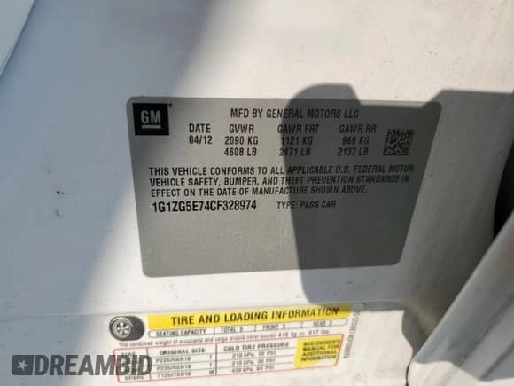 2012 Chevrolet Malibu LTZ with VIN 1G1ZG5E74CF328974, listed as a Copart auction lot 70752244 with 153,706 mi miles and Non repairable. Bid and sale history available at DreamBid. Image 13.