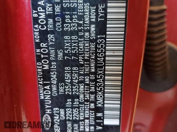 2020 Hyundai Kona Ultimate с VIN KM8K53A5XLU465531, выставлен на аукционе Copart как лот 64053502 с пробегом 57 291 миль миль и . История ставок и продаж доступна на DreamBid. Изображение 10.