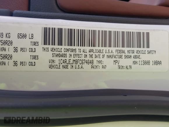 ✅ 2015 Jeep Grand Cherokee • VIN: 1C4RJEJM8FC674648 • Lot: 42785823. Listed on IAAI with 207,084 mi. Free auction sales archive from the USA and detailed vehicle history report at DreamBid. Image 9.