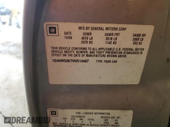 ✅ 1997 Buick LeSabre Limited • VIN: 1G4HR52K7VH514467 • Лот: 80894085. Опубликован ранее на Copart с пробегом 226 525 миль. Бесплатный доступ к архиву аукционных продаж из США и подробный отчёт об истории автомобиля на DreamBid. Изображение 12.