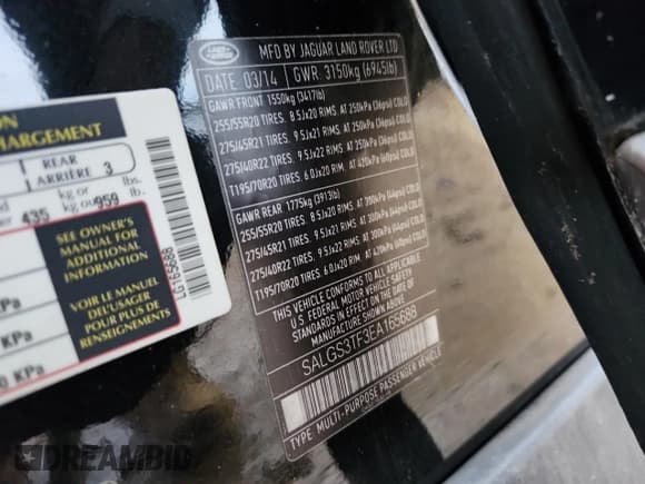 ✅ 2014 Land Rover Range Rover Supercharged • VIN: SALGS3TF3EA165688 • Лот: 90338985. Опубликован ранее на Copart с пробегом 166 816 миль. Бесплатный доступ к архиву аукционных продаж из США и подробный отчёт об истории автомобиля на DreamBid. Изображение 12.