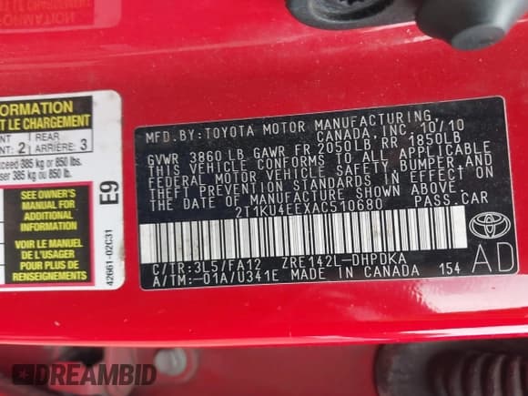 ✅ 2010 Toyota Matrix • VIN: 2T1KU4EEXAC510680 • Lot: 43064842. Wystawiony na IAAI z przebiegiem 81 513 mil. Bezpłatny archiwum sprzedaży aukcyjnych z USA i szczegółowy raport historii pojazdu na DreamBid. Zdjęcie 9.