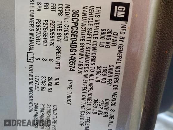 ✅ 2013 Chevrolet Silverado 1500 LT • VIN: 3GCPCSE04DG146574 • Lot: 91731975. Listed on Copart with 223,543 mi. Free auction sales archive from the USA and detailed vehicle history report at DreamBid. Image 12.