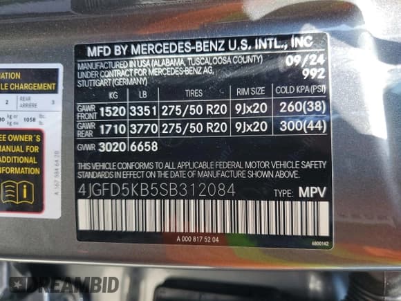 ✅ 2025 Mercedes-Benz GLE 450 • VIN: 4JGFD5KB5SB312084 • Lot: 60541965. Listed on Copart with 5,759 mi. Free auction sales archive from the USA and detailed vehicle history report at DreamBid. Image 13.