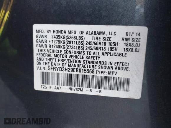 ✅ 2014 Acura MDX • VIN: 5FRYD3H29EB015568 • Лот: 43788161. Опубликован ранее на IAAI с пробегом 180 350 миль. Бесплатный доступ к архиву аукционных продаж из США и подробный отчёт об истории автомобиля на DreamBid. Изображение 9.