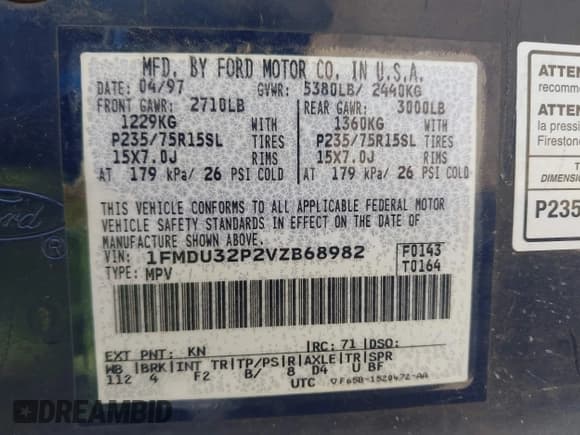 ✅ 1997 Ford Explorer XLT • VIN: 1FMDU32P2VZB68982 • Lot: 42954245. Wystawiony na IAAI z przebiegiem 156 527 mil. Bezpłatny archiwum sprzedaży aukcyjnych z USA i szczegółowy raport historii pojazdu na DreamBid. Zdjęcie 9.