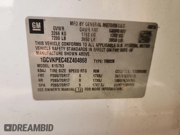 ✅ 2014 Chevrolet Silverado 1500 Work Truck • VIN: 1GCVKPEC4EZ404868 • Лот: 86084185. Опубликован ранее на Copart с пробегом Не указан. Бесплатный доступ к архиву аукционных продаж из США и подробный отчёт об истории автомобиля на DreamBid. Изображение 12.