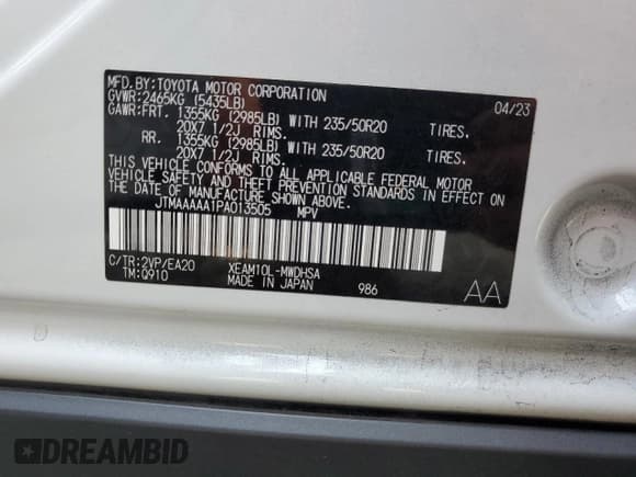 ✅ 2023 Toyota bZ4X XLE • VIN: JTMAAAAA1PA013505 • Лот: 68307945. Опубликован ранее на Copart с пробегом 22 614 миль. Бесплатный доступ к архиву аукционных продаж из США и подробный отчёт об истории автомобиля на DreamBid. Изображение 13.