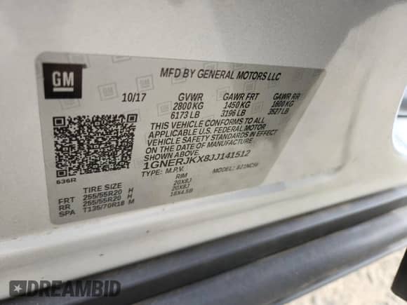 2018 Chevrolet Traverse RS с VIN 1GNERJKX8JJ141512, выставлен на аукционе Copart как лот 70406015 с пробегом 97 035 миль миль и Списание • Salvage title. История ставок и продаж доступна на DreamBid. Изображение 13.