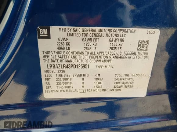 ✅ 2023 Buick Envision Preferred • VIN: LRBAZLR43PD125951 • Лот: 42393426. Опубликован ранее на IAAI с пробегом 42 025 миль. Бесплатный доступ к архиву аукционных продаж из США и подробный отчёт об истории автомобиля на DreamBid. Изображение 9.