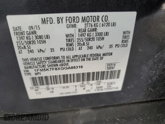 ✅ 2016 Ford Explorer Limited • VIN: 1FM5K7F8XGGA88316 • Lot: 81521114. Wystawiony na Copart z przebiegiem 137 178 mil. Bezpłatny archiwum sprzedaży aukcyjnych z USA i szczegółowy raport historii pojazdu na DreamBid. Zdjęcie 14.