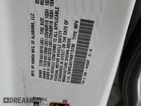 ✅ 2019 Honda Odyssey EX-L • VIN: 5FNRL6H74KB115790 • Лот: 90572475. Опубликован ранее на Copart с пробегом 65 682 миль. Бесплатный доступ к архиву аукционных продаж из США и подробный отчёт об истории автомобиля на DreamBid. Изображение 14.