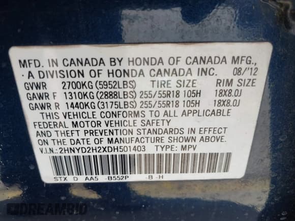 ✅ 2013 Acura MDX • VIN: 2HNYD2H2XDH501403 • Lot: 42571525. Listed on IAAI with 169,927 mi. Free auction sales archive from the USA and detailed vehicle history report at DreamBid. Image 9.