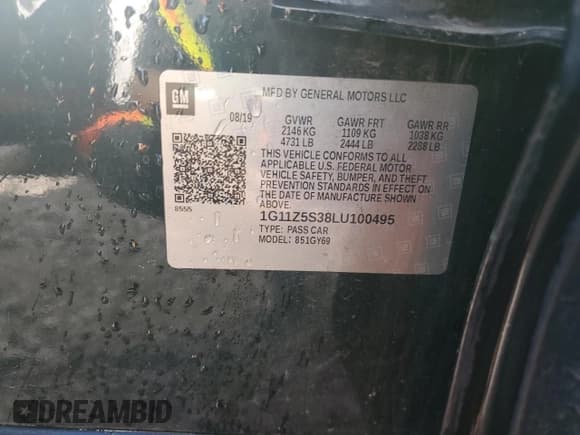 ✅ 2020 Chevrolet Impala LT • VIN: 1G11Z5S38LU100495 • Лот: 71592874. Опубликован ранее на Copart с пробегом 93 046 миль. Бесплатный доступ к архиву аукционных продаж из США и подробный отчёт об истории автомобиля на DreamBid. Изображение 12.