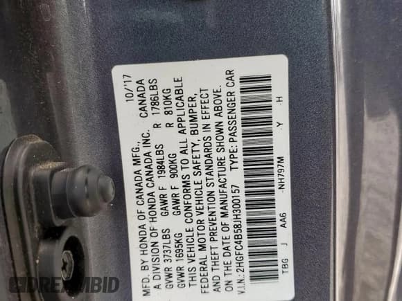 ✅ 2018 Honda Civic LX • VIN: 2HGFC4B58JH300157 • Lot: 83864015. Wystawiony na Copart z przebiegiem 61 694 mil. Bezpłatny archiwum sprzedaży aukcyjnych z USA i szczegółowy raport historii pojazdu na DreamBid. Zdjęcie 12.