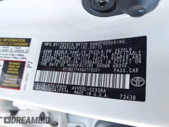 2016 Toyota Camry LE z VIN 4T1BD1FK0GU179201, wystawiony jako IAAI lot #43157471 z przebiegiem 191 456 mil mil oraz . Historia ofert i sprzedaży dostępna na DreamBid. Obrazek 9.