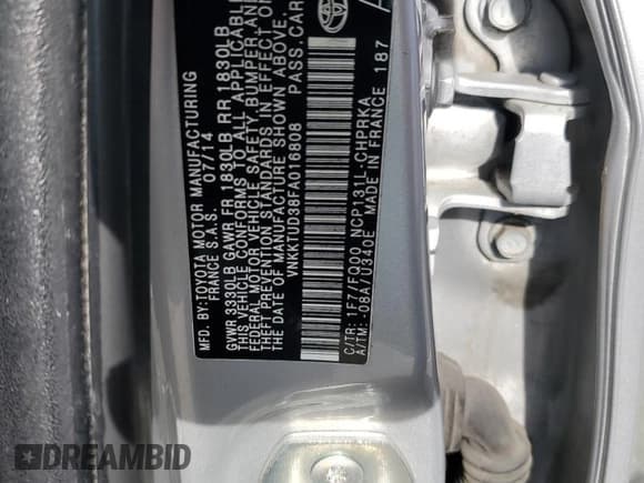 ✅ 2015 Toyota Yaris LE • VIN: VNKKTUD38FA016808 • Lot: 93693585. Wystawiony na Copart z przebiegiem 107 115 mil. Bezpłatny archiwum sprzedaży aukcyjnych z USA i szczegółowy raport historii pojazdu na DreamBid. Zdjęcie 12.