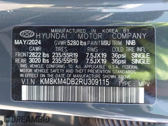 ✅ 2024 Hyundai Ioniq 5 SE Standard Range • VIN: KM8KM4DB2RU309115 • Lot: 42396758. Wystawiony na IAAI z przebiegiem 7 666 mil. Bezpłatny archiwum sprzedaży aukcyjnych z USA i szczegółowy raport historii pojazdu na DreamBid. Zdjęcie 9.