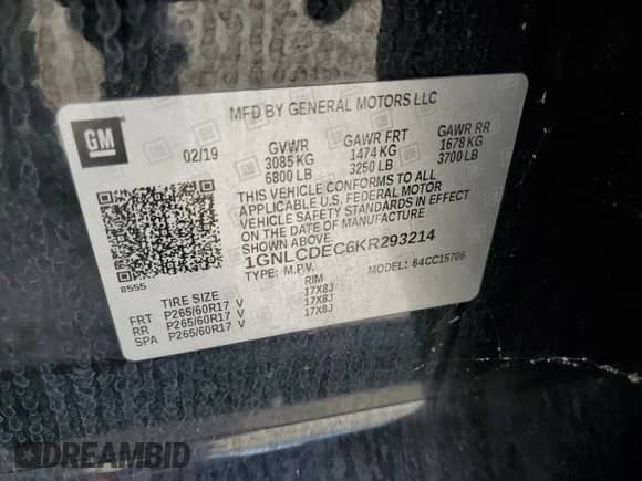 2019 Chevrolet Tahoe Commercial с VIN 1GNLCDEC6KR293214, выставлен на аукционе Copart как лот 62686185 с пробегом 80 255 миль миль и Чистый • Clean title. История ставок и продаж доступна на DreamBid. Изображение 13.