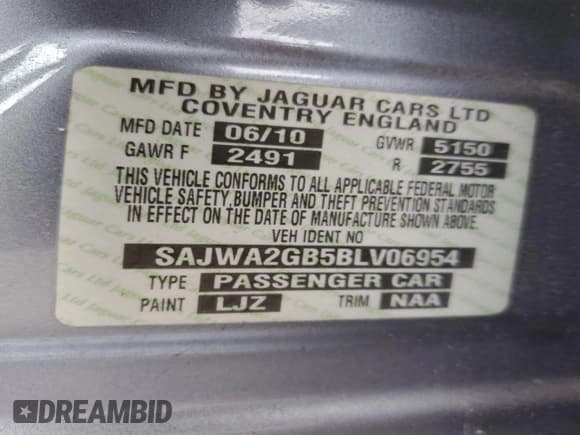 ✅ 2011 Jaguar XJ XJL • VIN: SAJWA2GB5BLV06954 • Lot: 94596825. Listed on Copart with 115,082 mi. Free auction sales archive from the USA and detailed vehicle history report at DreamBid. Image 13.