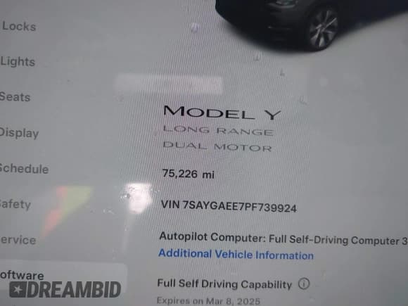 ✅ 2023 Tesla Model Y Long Range • VIN: 7SAYGAEE7PF739924 • Lot: 41612323. Wystawiony na IAAI z przebiegiem 75 226 mil. Bezpłatny archiwum sprzedaży aukcyjnych z USA i szczegółowy raport historii pojazdu na DreamBid. Zdjęcie 14.
