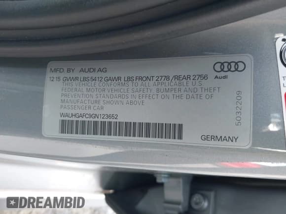 ✅ 2016 Audi A6 Prestige • VIN: WAUHGAFC9GN123652 • Lot: 43428885. Listed on IAAI with 105,130 mi. Free auction sales archive from the USA and detailed vehicle history report at DreamBid. Image 9.