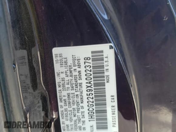 ✅ 1999 Honda Accord EX • VIN: 1HGCG2259XA002378 • Лот: 60818205. Опубликован ранее на Copart с пробегом 272 058 миль. Бесплатный доступ к архиву аукционных продаж из США и подробный отчёт об истории автомобиля на DreamBid. Изображение 12.