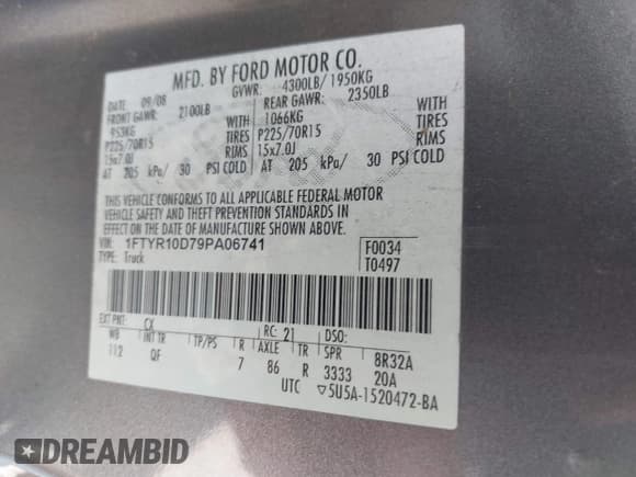 ✅ 2009 Ford Ranger XL • VIN: 1FTYR10D79PA06741 • Lot: 42651831. Listed on IAAI with 339,969 mi. Free auction sales archive from the USA and detailed vehicle history report at DreamBid. Image 9.