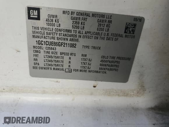 ✅ 2016 Chevrolet Silverado 2500HD Work Truck • VIN: 1GC1CUE86GF211082 • Lot: 72389644. Wystawiony na Copart z przebiegiem Nie podano. Bezpłatny archiwum sprzedaży aukcyjnych z USA i szczegółowy raport historii pojazdu na DreamBid. Zdjęcie 12.