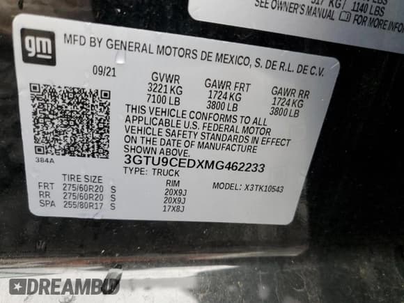 ✅ 2021 GMC Sierra 1500 Elevation • VIN: 3GTU9CEDXMG462233 • Лот: 91090485. Опубликован ранее на Copart с пробегом 50 371 миль. Бесплатный доступ к архиву аукционных продаж из США и подробный отчёт об истории автомобиля на DreamBid. Изображение 13.