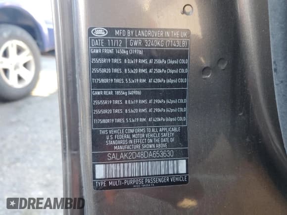 ✅ 2013 Land Rover LR4 Lux • VIN: SALAK2D48DA653630 • Lot: 71837475. Wystawiony na Copart z przebiegiem 140 861 mil. Bezpłatny archiwum sprzedaży aukcyjnych z USA i szczegółowy raport historii pojazdu na DreamBid. Zdjęcie 12.