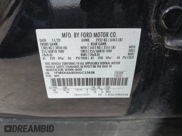✅ 2022 Ford Police Interceptor Utility • VIN: 1FM5K8AB5NGC23658 • Lot: 41146628. Wystawiony na IAAI z przebiegiem 16 840 mil. Bezpłatny archiwum sprzedaży aukcyjnych z USA i szczegółowy raport historii pojazdu na DreamBid. Zdjęcie 9.