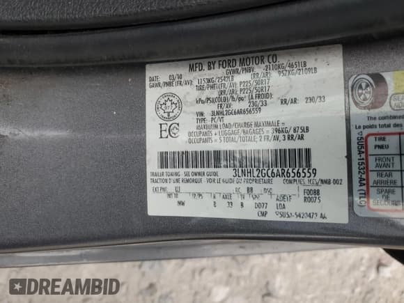 ✅ 2010 Lincoln MKZ • VIN: 3LNHL2GC6AR656559 • Lot: 86658885. Listed on Copart with 184,240 mi. Free auction sales archive from the USA and detailed vehicle history report at DreamBid. Image 12.