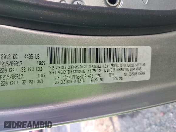 ✅ 2017 Jeep Patriot High Altitude • VIN: 1C4NJPFA5HD161475 • Лот: 43651461. Опубликован ранее на IAAI с пробегом 108 142 миль. Бесплатный доступ к архиву аукционных продаж из США и подробный отчёт об истории автомобиля на DreamBid. Изображение 9.