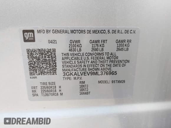 ✅ 2021 GMC Terrain SLT • VIN: 3GKALVEV9ML376965 • Лот: 42109566. Опубликован ранее на IAAI с пробегом Не указан. Бесплатный доступ к архиву аукционных продаж из США и подробный отчёт об истории автомобиля на DreamBid. Изображение 9.