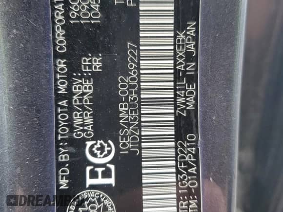 2017 Toyota Prius Five с VIN JTDZN3EU3HJ069227, выставлен на аукционе Copart как лот 85835545 с пробегом Не указан миль и Списание • Salvage title. История ставок и продаж доступна на DreamBid. Изображение 13.