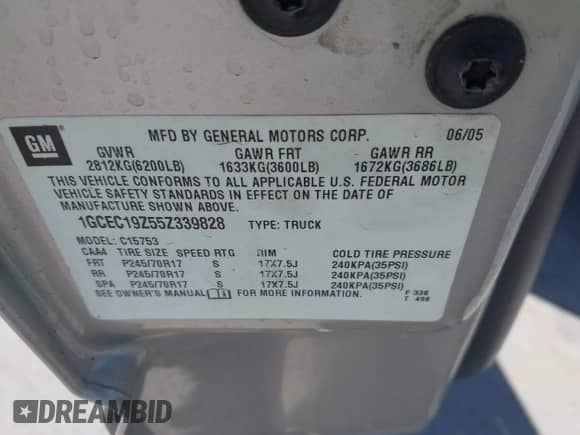 ✅ 2005 Chevrolet Silverado 1500 LS • VIN: 1GCEC19Z55Z339828 • Lot: 42303915. Wystawiony na IAAI z przebiegiem 90 509 mil mil. Skorzystaj z bezpłatnego archiwum sprzedaży aukcyjnych z USA i zobacz szczegółowy raport historii pojazdu na DreamBid. Zdjęcie 9.
