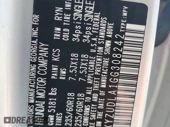 ✅ 2016 Hyundai Santa Fe Limited • VIN: 5XYZUDLA1GG308242 • Lot: 78397734. Wystawiony na Copart z przebiegiem 40 700 mil mil. Skorzystaj z bezpłatnego archiwum sprzedaży aukcyjnych z USA i zobacz szczegółowy raport historii pojazdu na DreamBid. Zdjęcie 13.