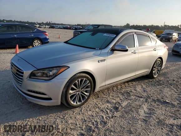 2015 Hyundai Genesis 3.8L with VIN KMHGN4JE5FU069927, listed as a Copart auction lot 74990854 with 62,641 mi miles and Salvage title. Bid and sale history available at DreamBid. Image 1.
