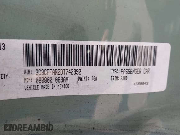 ✅ 2013 FIAT 500 Pop • VIN: 3C3CFFAR2DT742392 • Лот: 43671073. Опубликован ранее на IAAI с пробегом 162 122 миль. Бесплатный доступ к архиву аукционных продаж из США и подробный отчёт об истории автомобиля на DreamBid. Изображение 9.