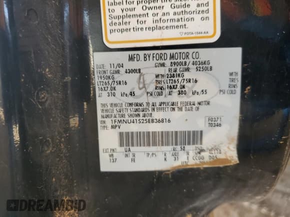 ✅ 2005 Ford Excursion Special Serv • VIN: 1FMNU41S25EB36816 • Lot: 55433155. Wystawiony na Copart z przebiegiem Nie podano. Bezpłatny archiwum sprzedaży aukcyjnych z USA i szczegółowy raport historii pojazdu na DreamBid. Zdjęcie 14.
