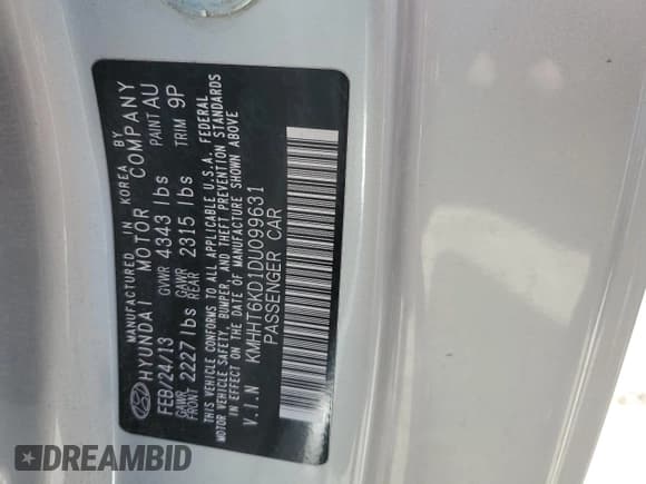 ✅ 2013 Hyundai Genesis Coupe 2.0T • VIN: KMHHT6KD1DU099631 • Lot: 53502025. Wystawiony na Copart z przebiegiem 91 972 mil. Bezpłatny archiwum sprzedaży aukcyjnych z USA i szczegółowy raport historii pojazdu na DreamBid. Zdjęcie 12.