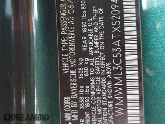 ✅ 2010 MINI Clubman • VIN: WMWML3C53ATX52094 • Lot: 57896345. Wystawiony na Copart z przebiegiem 96 262 mil. Bezpłatny archiwum sprzedaży aukcyjnych z USA i szczegółowy raport historii pojazdu na DreamBid. Zdjęcie 12.