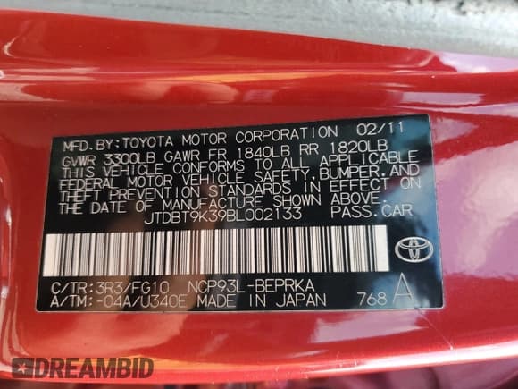 ✅ 2011 Toyota Yaris • VIN: JTDBT9K39BL002133 • Lot: 69441775. Wystawiony na Copart z przebiegiem Nie podano. Bezpłatny archiwum sprzedaży aukcyjnych z USA i szczegółowy raport historii pojazdu na DreamBid. Zdjęcie 12.