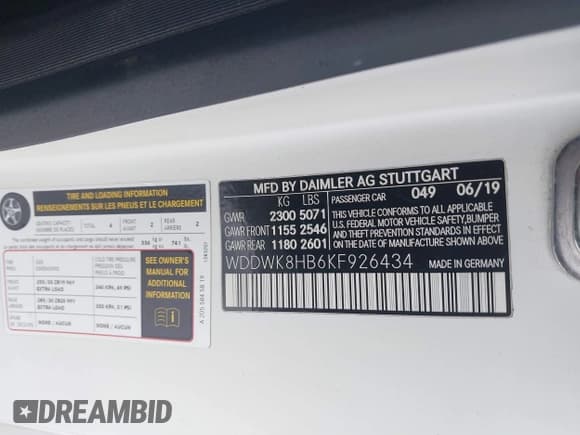 ✅ 2019 Mercedes-Benz C 63 S AMG • VIN: WDDWK8HB6KF926434 • Lot: 41521120. Listed on IAAI with 87,095 mi. Free auction sales archive from the USA and detailed vehicle history report at DreamBid. Image 9.