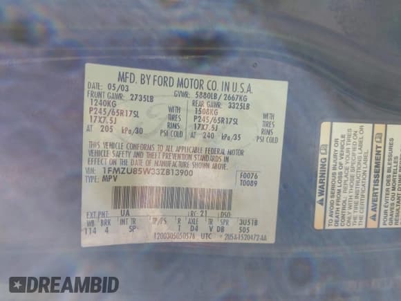 ✅ 2003 Ford Explorer • VIN: 1FMZU85W33ZB13900 • Lot: 41479457. Wystawiony na IAAI z przebiegiem 291 965 mil. Bezpłatny archiwum sprzedaży aukcyjnych z USA i szczegółowy raport historii pojazdu na DreamBid. Zdjęcie 9.