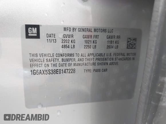 ✅ 2014 Cadillac CTS Luxury AWD • VIN: 1G6AX5S38E0147228 • Lot: 43601729. Listed on IAAI with 116,728 mi. Free auction sales archive from the USA and detailed vehicle history report at DreamBid. Image 9.