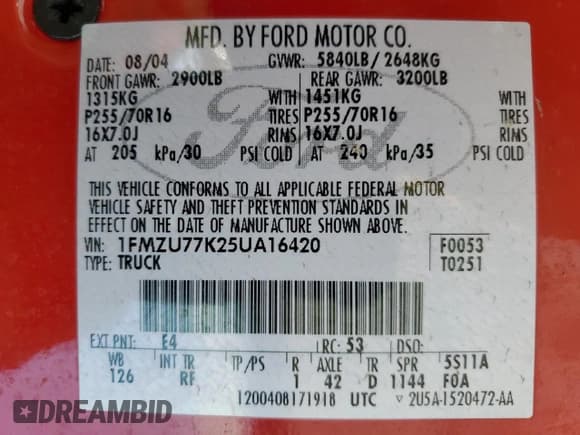 ✅ 2005 Ford Explorer Sport Trac XLS • VIN: 1FMZU77K25UA16420 • Lot: 63054035. Wystawiony na Copart z przebiegiem 136 229 mil. Bezpłatny archiwum sprzedaży aukcyjnych z USA i szczegółowy raport historii pojazdu na DreamBid. Zdjęcie 12.