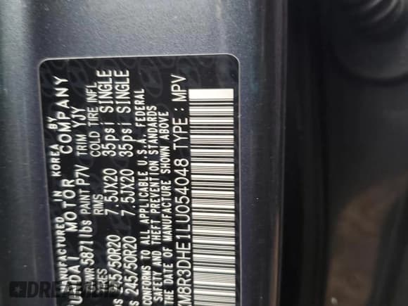 ✅ 2020 Hyundai Palisade SEL • VIN: KM8R3DHE1LU054048 • Лот: 89402635. Опубликован ранее на Copart с пробегом Не указан. Бесплатный доступ к архиву аукционных продаж из США и подробный отчёт об истории автомобиля на DreamBid. Изображение 14.